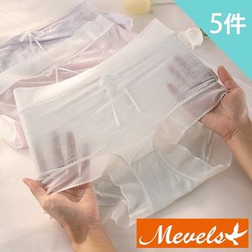 Mevels瑪薇絲-加大尺碼裸感輕薄中高腰內褲(5件組)