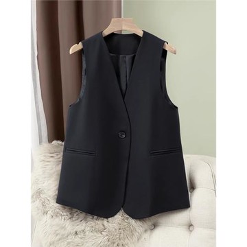 春夏薄款西裝馬甲女2025大碼背心V領坎肩無領寬松時尚西服馬夾潮