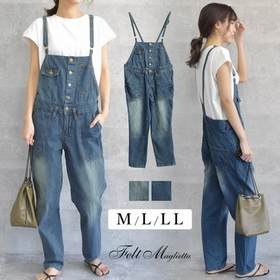Felt Maglietta ゆるめのシルエットで大人可愛いカジュアルデニムサロペット ゆるサロペットデニムパンツ 大きいサイズ ブルー M レディース 通販 Lineポイント最大get Lineショッピング