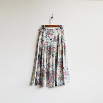 【蛋植物古著】天國花彩印花高腰古著裙