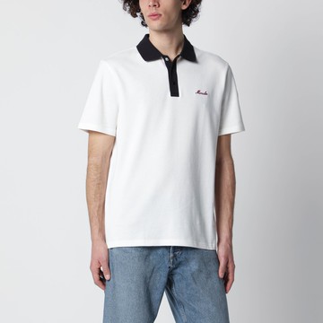 White cotton piqué polo shirt with embroidered logo