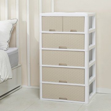 藤編微笑6層抽屜收納櫃  6個  米白色  500mm