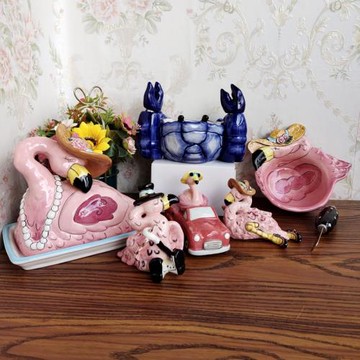 Blue sky布魯瓷純手繪釉下彩火烈鳥碗螃蟹碗家用可愛湯碗歐式面碗