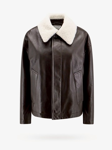 Leather jacket with removable fur collar - BOTTEGA VENETA - gender_Woman