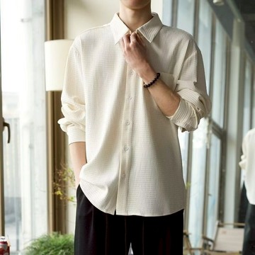 【有貨|直達⚡】韓版高質量衛衣 硬挺潮牌長袖 華夫格開衫 襯衫男 vintage外套男 春秋款襯衫 情侶款上衣