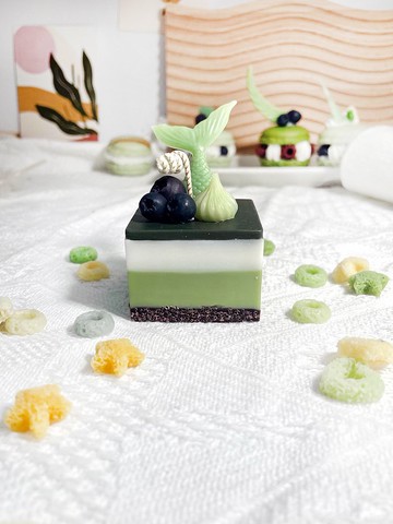 4層抹茶芝士蛋糕蠟燭