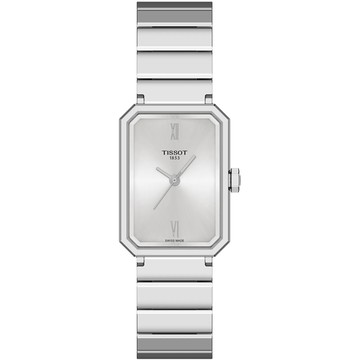 TISSOT 官方授權 SRV系列 復古款典雅方形石英錶/銀/30mm/T1601101103300