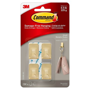 3M Command 無痕 17032BR-4ES 無痕金屬質感小型掛鉤  黃銅色  1組