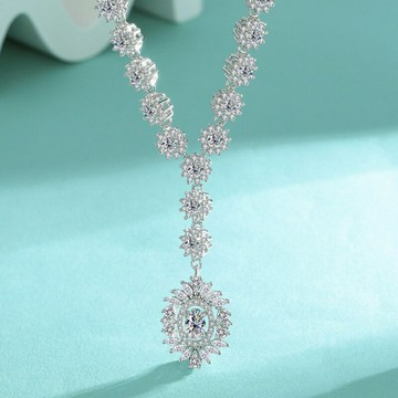 現貨+預購 頂級莫桑鑽石項鍊925純銀女項鍊鎖骨鍊項鏈情人節禮物-太陽花高級感74lq58【獨家進口】【米蘭精品】