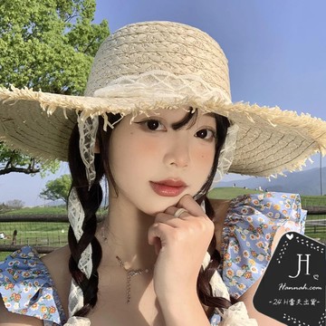毛邊大帽簷編織草帽【0523】春夏新款韓系INS渡假出遊氣質純欲甜美網紅仙女海邊度假百搭遮陽帽 水桶帽 Hannah