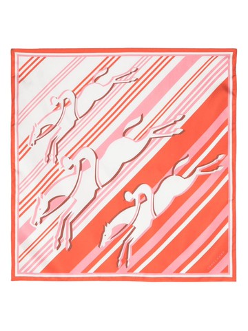 Longchamp - graphic-print silk scarf - women - Silk - One Size - Orange
