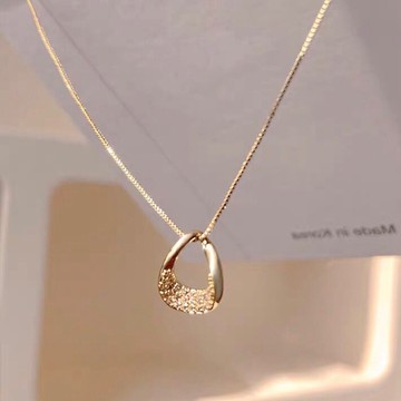 幾何水滴項鍊 M22 日韓流行時尚 獨特水鑽點綴 水滴感造型鏤空 個性項鍊 頸鏈