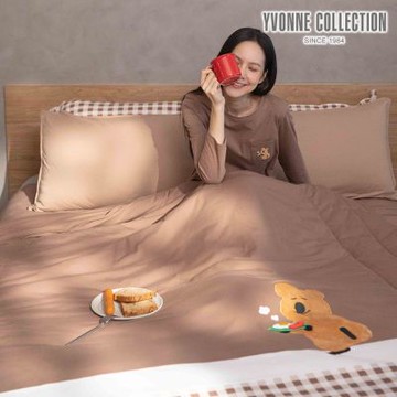 YVONNE 以旺傢飾 DINOTAENG 雙人早餐四季被-可可棕