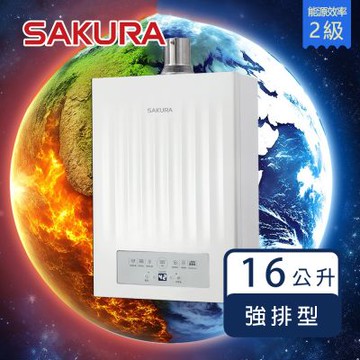 櫻花牌 DH1670H（NG1／FE式）｜16L 強制排氣熱水器｜POWER四季溫｜智慧水量｜三種自動調溫｜天然瓦斯