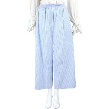 Max Mara-WEEKEND FLEUR 有機棉藍白條紋寬鬆九分長褲
