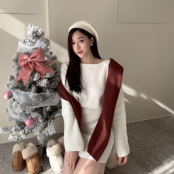 【顯瘦毛衣套裝】DOMISS質感針織衫+包臀裙 毛衣裙 洋裝 約會套裝-3色(現貨)