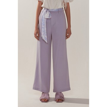 AVVJOY渲染印花綁帶西裝直筒寬褲材質柔軟舒適具垂墜感直筒版型好穿不挑人綠色盡顯沈穩高級淺紫色營造浪漫優雅氛圍感