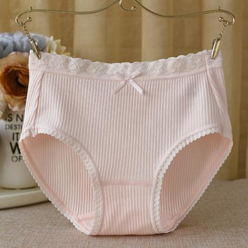 4條裝日系全棉100內褲女中腰無痕純棉質面料大碼少女蕾絲三角短褲