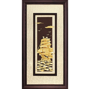 開運陶源 雅鑑鑫品 【高昇系列-一帆風順】帆船 純金金箔畫 81 x 42cm