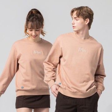 moz瑞典 絨毛繡 駝鹿足跡 100%純棉 大學T-蜜桃粉(亞洲版)  男女共款