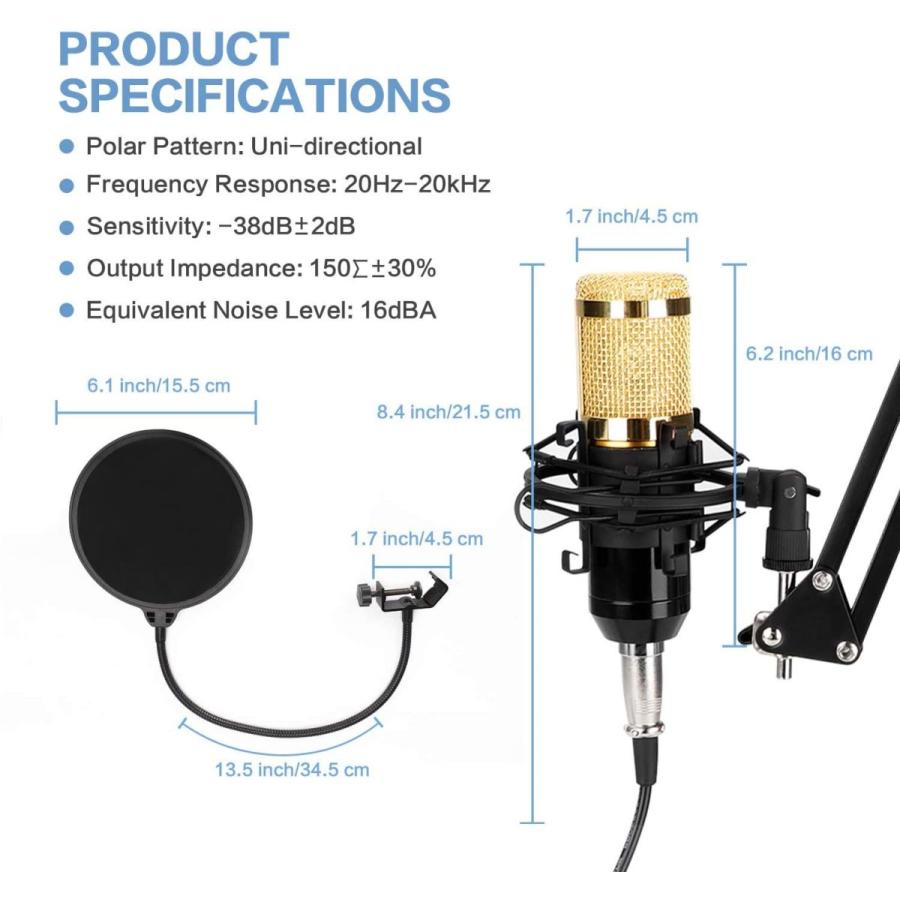 Professional Streaming Podcast PC Microphone, MAYOGA Cardioid Streamin