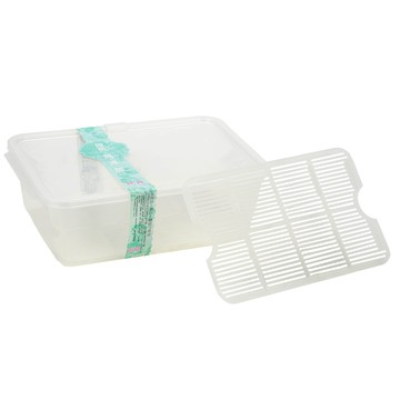 無添加 長型微波保鮮盒 3600ML 附瀝水網