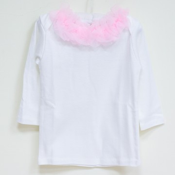 (長袖，兒童) 美國Chic Baby Rose手工雪紡純棉上衣_脖子圈圈款/淡粉