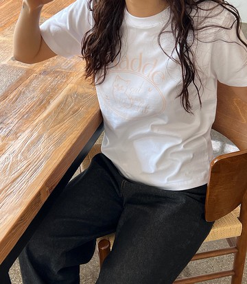 貓咪復古插畫粉色印花短版T恤 (3色)