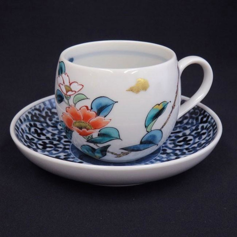 来客用 九谷焼 高級 コーヒーカップ 5客 セット 草花絵変り 来客用 九谷焼 高級 コーヒーカップ 5客 セット 草花絵変り