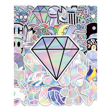 全息反光鐳射創藝涂鴉貼紙個性行李箱滑板車平板電腦吉他裝飾貼畫