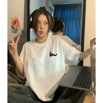 【林木木】100%純棉 美式穿搭 休閒上衣 國中生衣服 寬版上衣 潮牌 t恤 ins 風衣服 落肩上衣 情侶裝短袖
