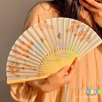 新中式古風海棠折疊小扇子女夏天國風漢服拍照隨身攜帶折扇高顔值