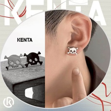 【萬聖節必備】X型骷顱耳環 暗黑歌德風骷顱耳環 中性街頭風飾品 不鏽鋼材質 朋克風不對稱 骷顱耳環 KENTA