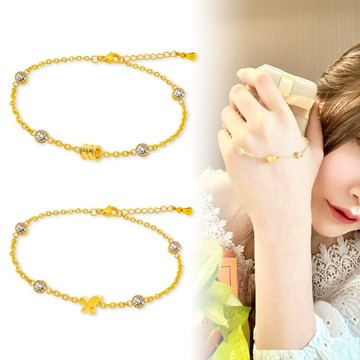 【TLH】黃金墜手鍊 純金999 多選 日系水鑽 約重0.03錢±0.01-廠商直送