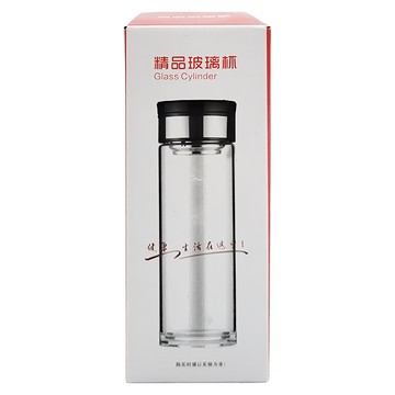 便攜茶水分離杯 高硼矽玻璃 304不鏽鋼 雙層玻璃杯身  240ml  1個  Clear