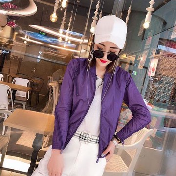防嗮服女夏季新款立領拉鏈袖個性氣質時尚薄外套單層開衫上衣顯瘦