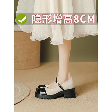 法式瑪麗珍鞋厚底涼鞋內增高單鞋女小碼3233小香風粗跟秋季小皮鞋