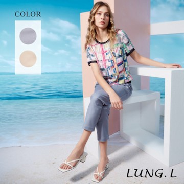 LUNG.L林佳樺 兩色可選腰頭內側配條棉質女裝長褲LS04E