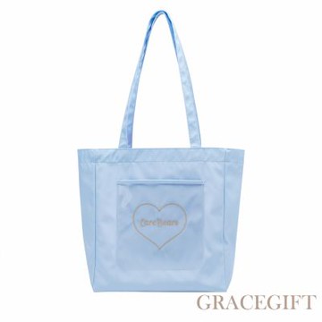 【Grace Gift】Care Bears-牢騷小熊透明尼龍托特包 藍