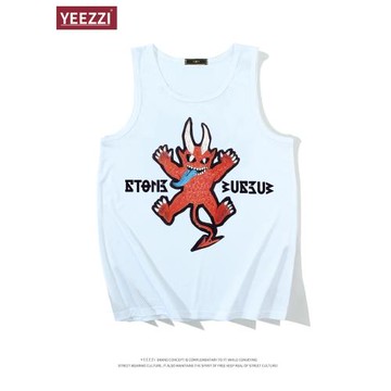 美式速干背心網眼球衣DEMON CANDY魔鬼糖白色背心跑步健身坎肩潮