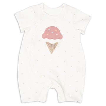 akachan honpo - 短袖兔裝-毛巾布材質造型圖案-象牙白色