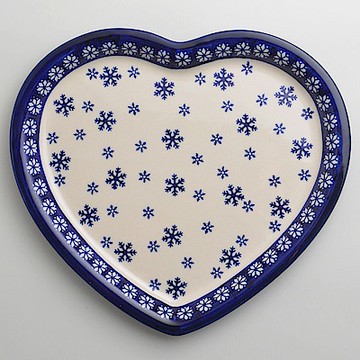 波蘭陶 雪白冰花系列 愛心造型餐盤 波蘭手工製