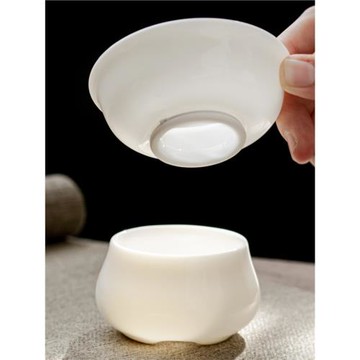 茶漏德化白瓷全瓷過濾網網布細密泡茶漏托底座陶瓷茶濾公道杯一體