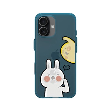 iPhone 17 Clear (相機按鈕) 夜幕藍 - 懶散兔與啾先生 Lazy Rabbit and Mr.Chu - 貼玻璃