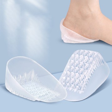 杰恆los1736口U型運動後跟墊柔軟 腳足跟減震隱形內增高半墊男女運動護踝墊