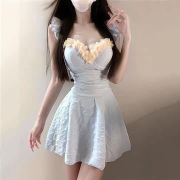 韓系泳衣 泳裝 比基尼絕美高級感連體裙式保守純欲少女小胸聚攏遮肉保守泳衣女水上樂園純欲風 辣妹泳衣 遮肚泳裝 夏天泳衣