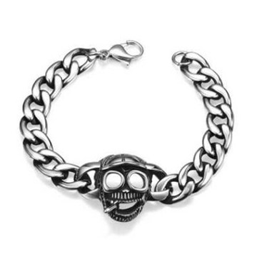 鈦鋼手鍊-歐美帥氣個性骷髏頭情人節生日禮物男配件73cp113【獨家進口】【米蘭精品】