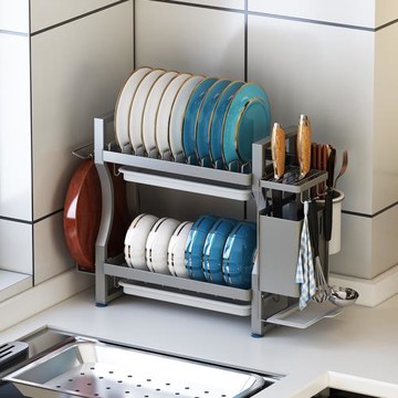 簡約風碗架瀝水架家用廚房臺面置物架不銹鋼超窄小型放碗碟收納架