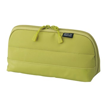 LIHIT LAB. 鉛筆盒 A7688-6 黃綠色  雙拉鍊設計  輕巧便攜  多功能收納  1個