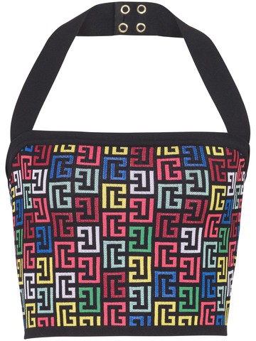 Top in maglia pop monogramma multicolore